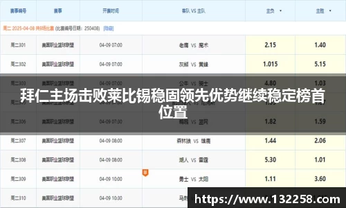 拜仁主场击败莱比锡稳固领先优势继续稳定榜首位置